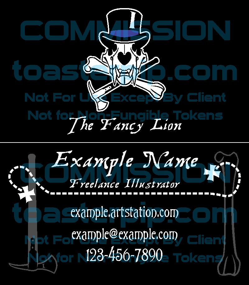 toasterpip commission design logo lion skull top hat skull_and_crossbones axe femur business_card