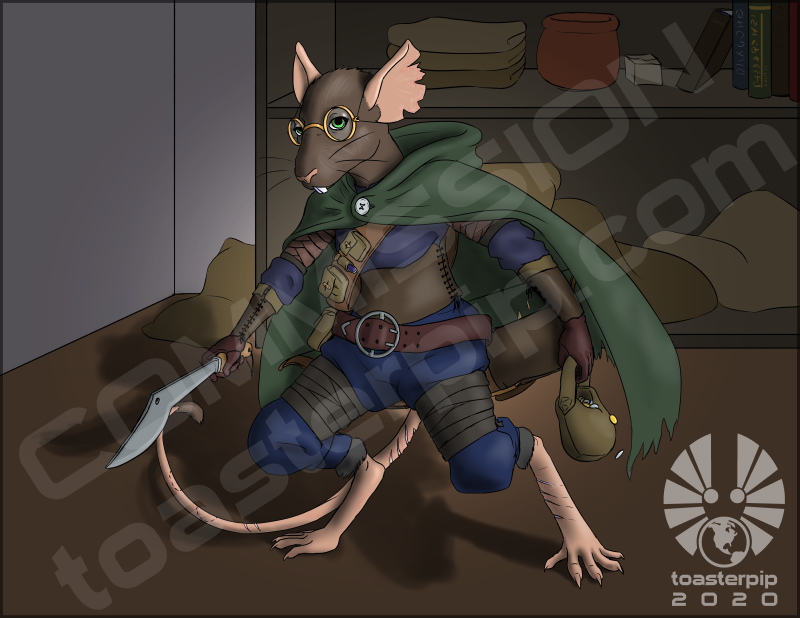 toasterpip pathfinder ratfolk rogue mouse anthro kukri thief cloak