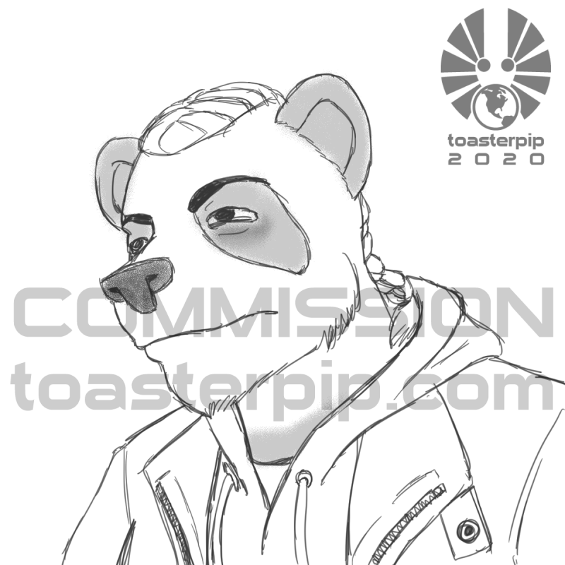toasterpip commission sketch anthro panda tired grumpy