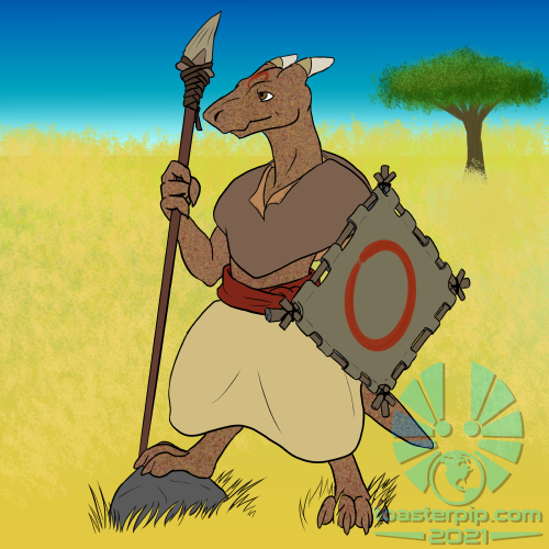 toasterpip character rpg D&D dnd kobold spear shield tribal