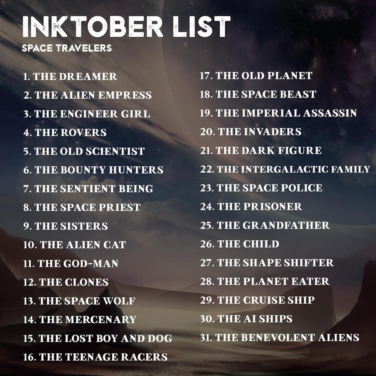 inktober inktober2017 theme_list space_travellers