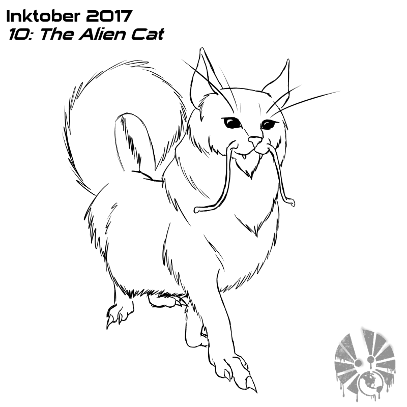 inktober inktober2017 day10 the_alien_cat