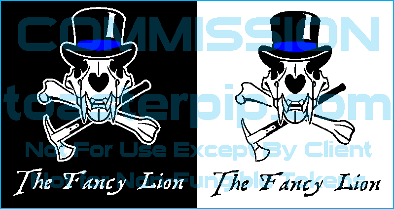 toasterpip commission design logo lion skull top hat skull_and_crossbones axe femur