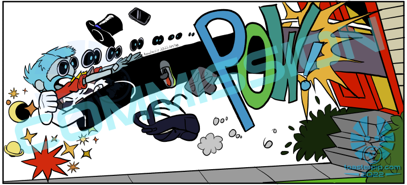 toasterpip commission farren_dustfur calvin_and_hobbes panel_redraw pounce cat robot furry