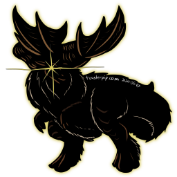 A virtual tabletop token depicting a Banbaro from Monster Hunter in silhouette. Key features of the form are highlighted in browns and tans, and one eye is lit up in a menacing glint of yellow.