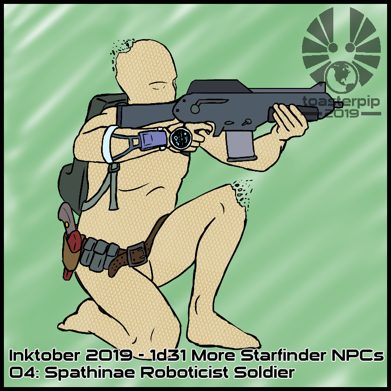 toasterpip inktober 2019 starfinder spathinae roboticist soldier