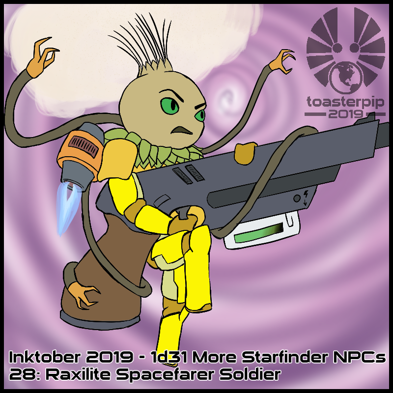 toasterpip inktober 2019 starfinder raxilite spacefarer soldier